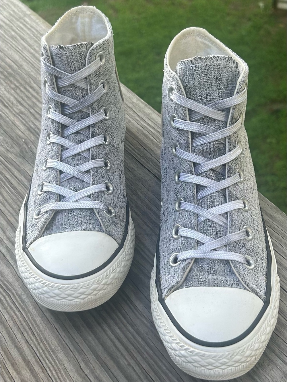 Gray Knit High-Top Sneakers